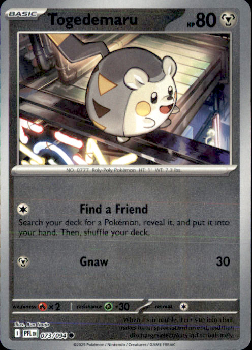 Togedemaru – Reverse Holo Common ME02: Phantasmal Flames 073/094 NM Bun Toujo 20