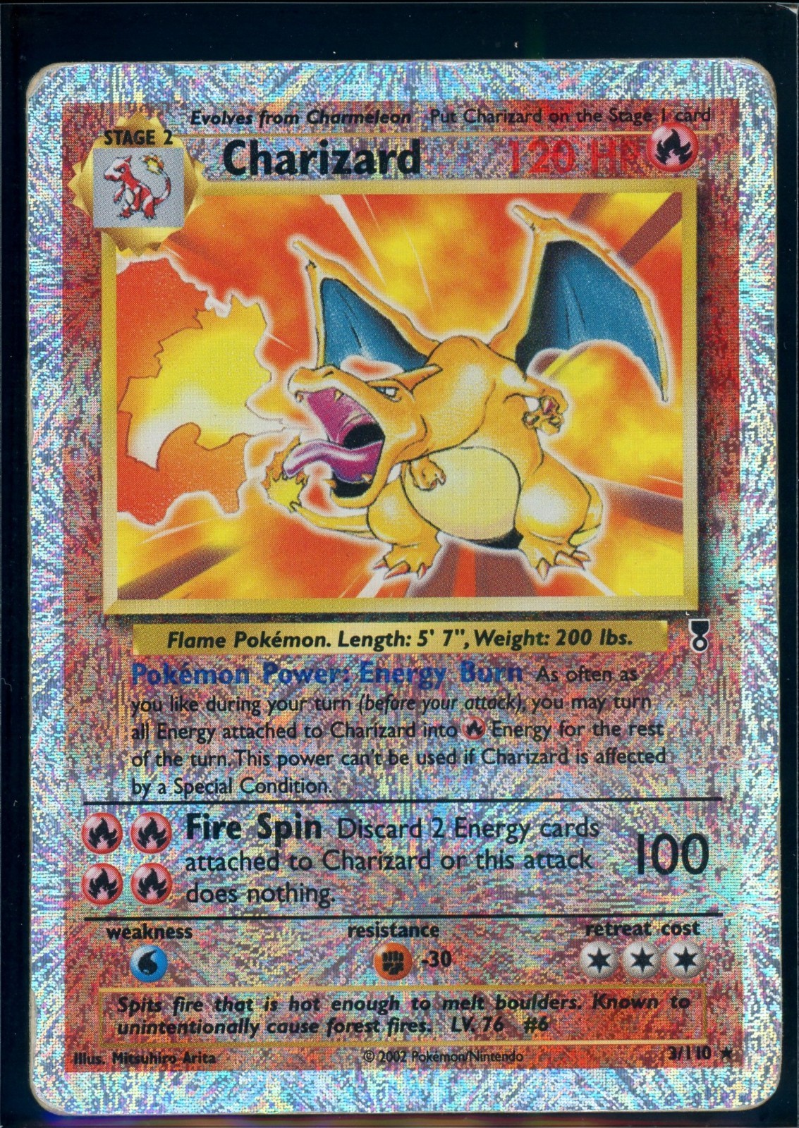 Pokemon LEGENDARY COLLECTION – #3/110 Charizard – Reverse Holo – ENG – Damaged