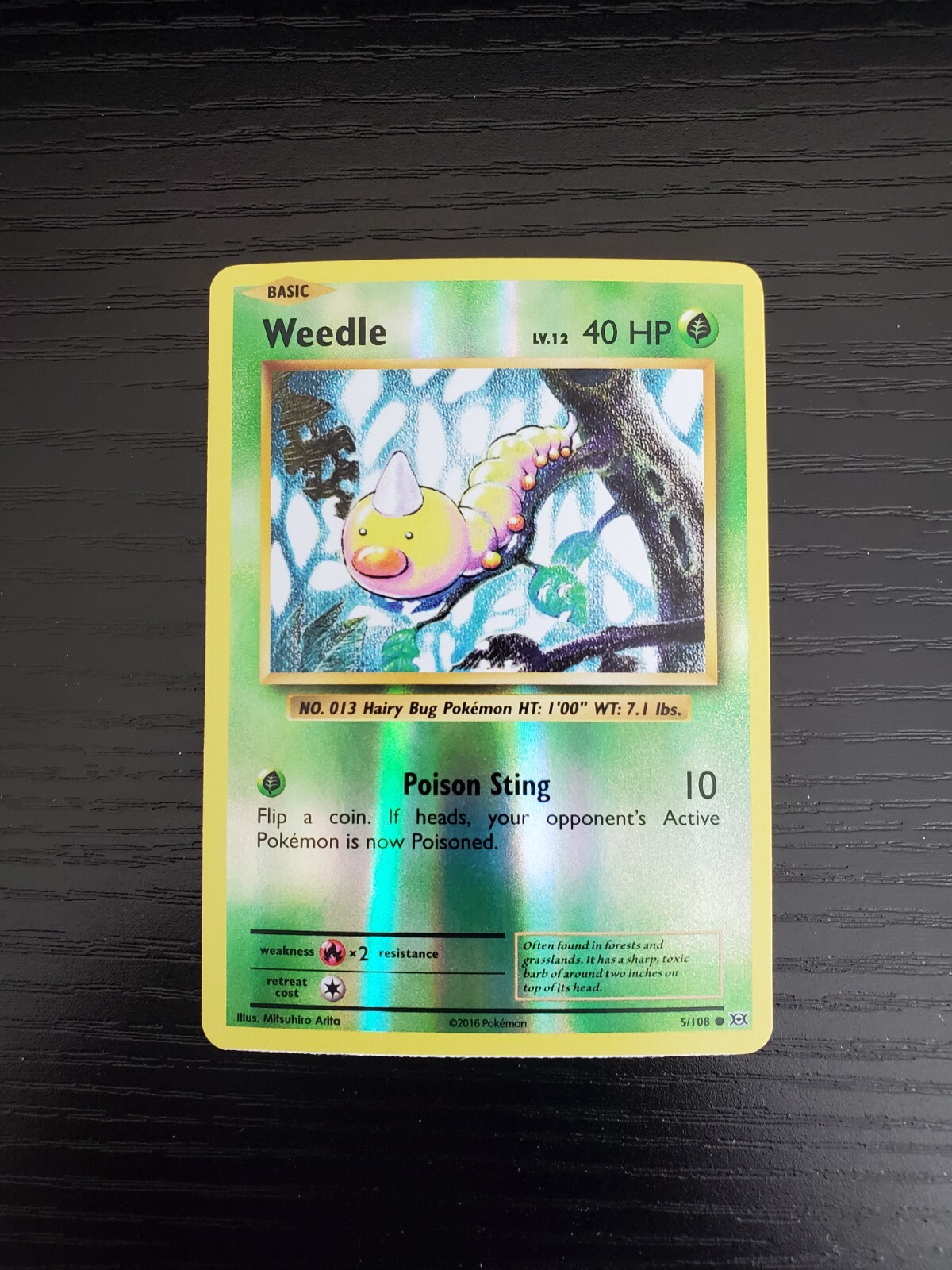 Weedle – 2016 Pokémon XY Evolutions Reverse Holo #5/108 – FREE SHIPPING – NM/MT