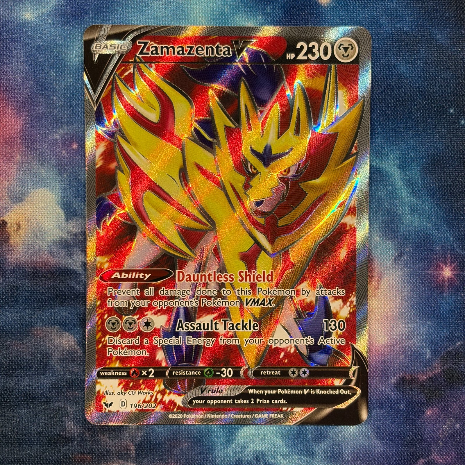 Zamazenta V Full Art Ultra Rare 196/202 Sword & Shield Pokemon TCG NM
