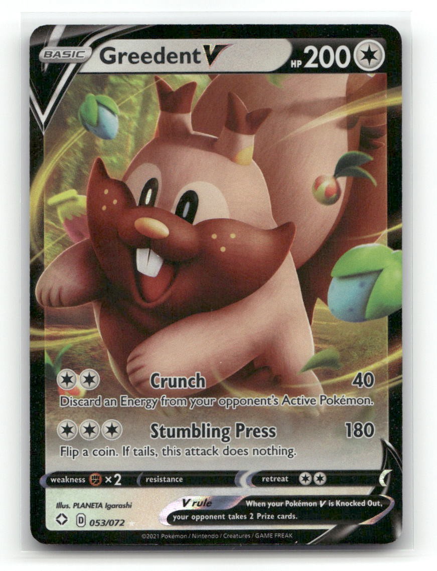 Greedent V 053/072 Holo V Rare Shining Fates Pokemon NM