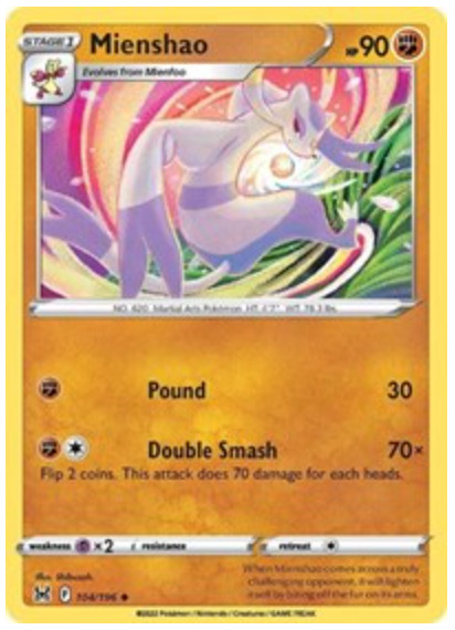 Mienshao 104/196 Pokemon SWSH11 Lost Origins NM/M New