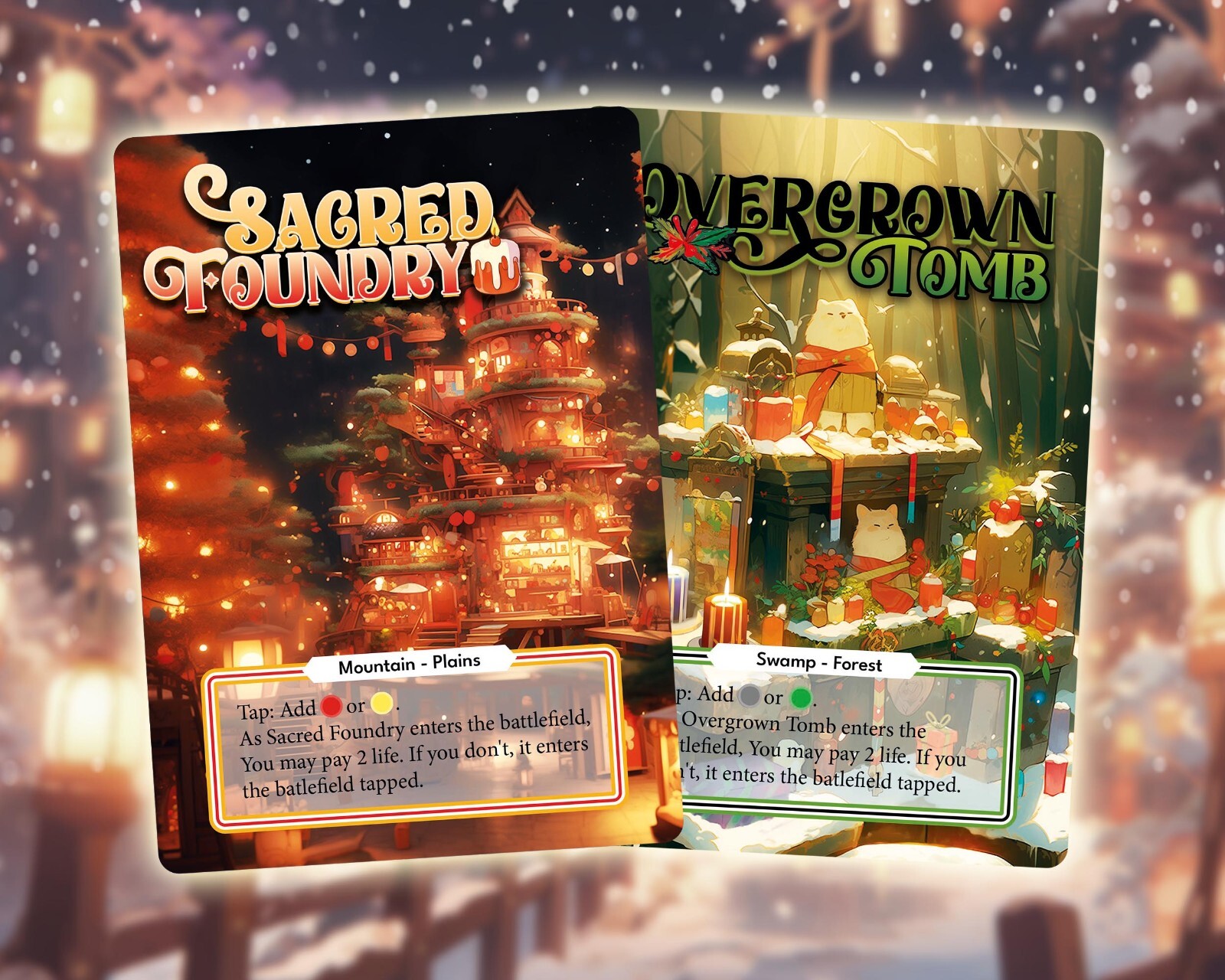 Shock Lands Christmas Edition – 10x MTG Custom Cards Age Full Art