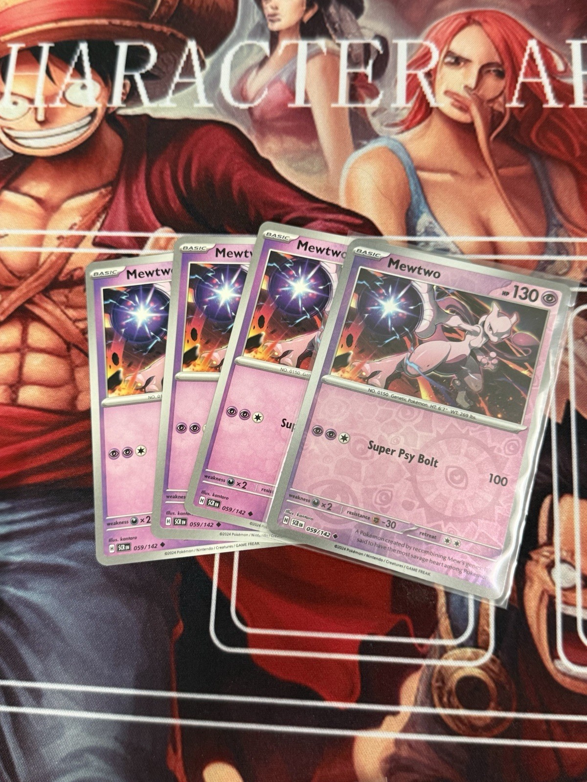 4X Mewtwo 059/142 Sv07 Stellar Crown 1x rev holo 3X non-holo Playset
