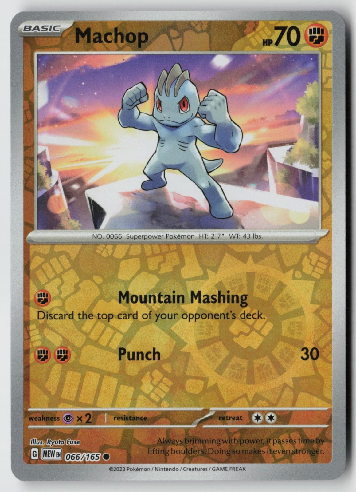 Machop 066/165 Common 151 Pokemon Reverse Holo Near Mint RYUTA FUSE