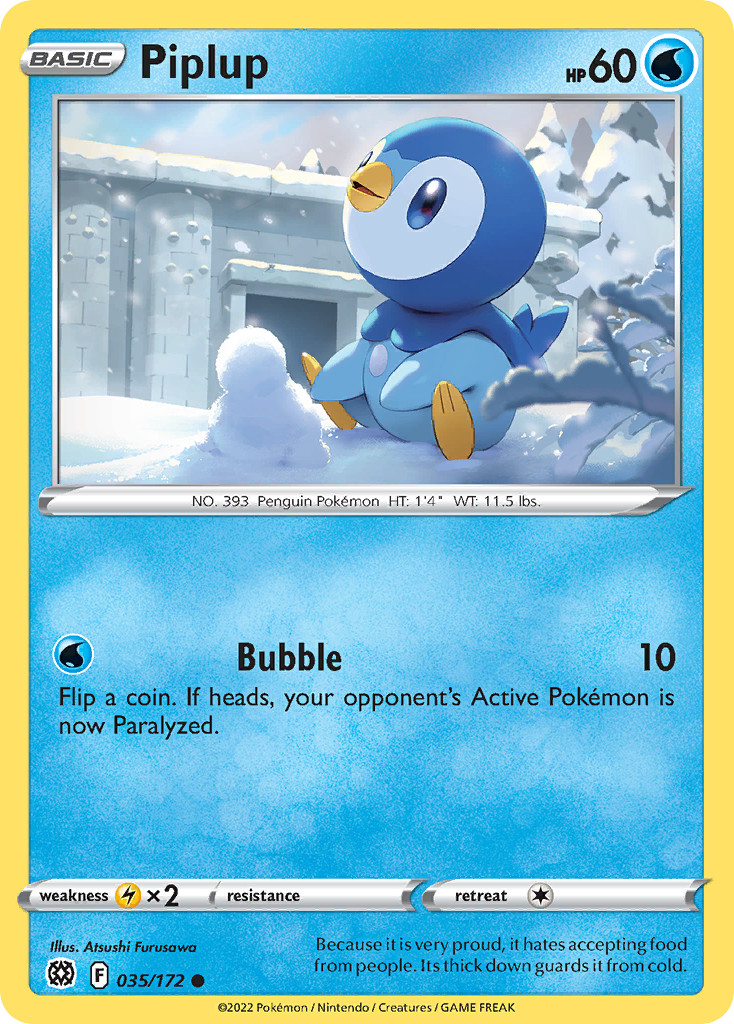 Piplup 035/172 Brilliant Stars Common Pokemon NM/M