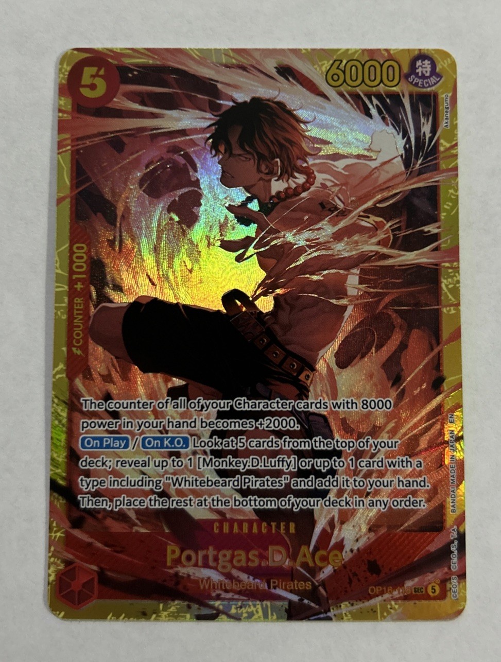 Bandai One Piece Portgas D Ace OP16-118 SEC English