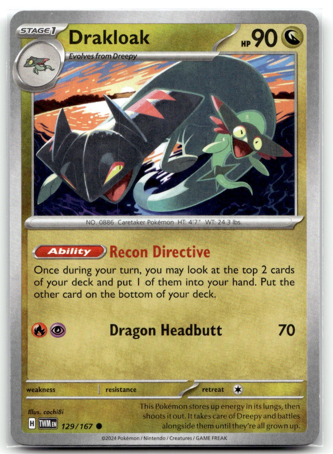 Drakloak 129/167 SV06: Twilight Masquerade Common Pokemon TCG NM