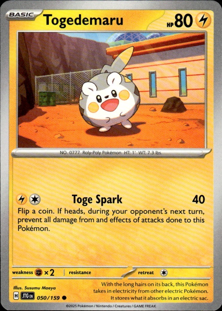 Togedemaru 050/159 Journey Together C NM Susumu Maeya Pokemon