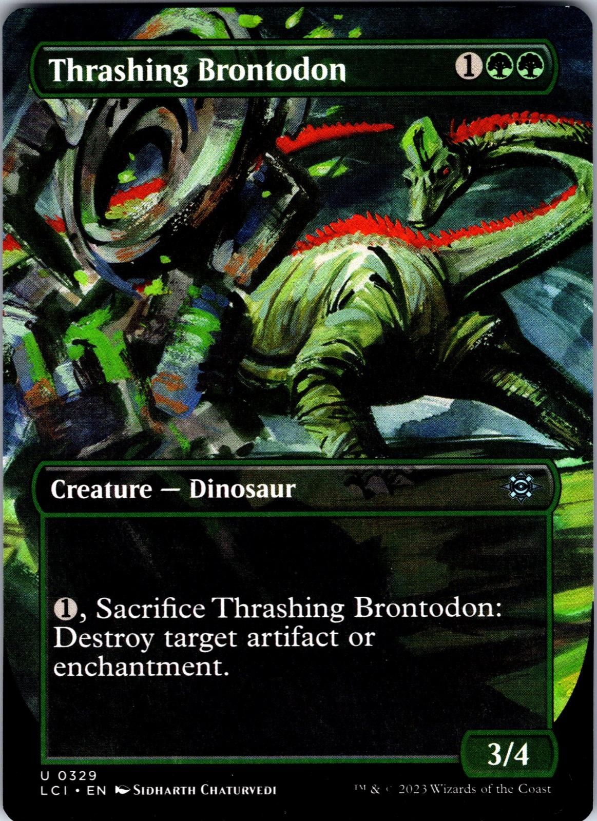 Thrashing Brontodon (Borderless) 329 The Lost Caverns of Ixalan MTG NM