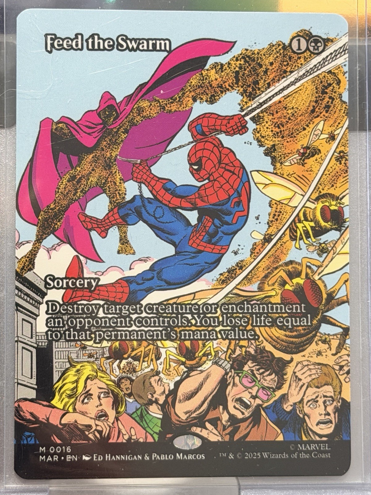 Feed The Swarm 0016 Borderless Spider Man MTG Magic The Gathering Card NM