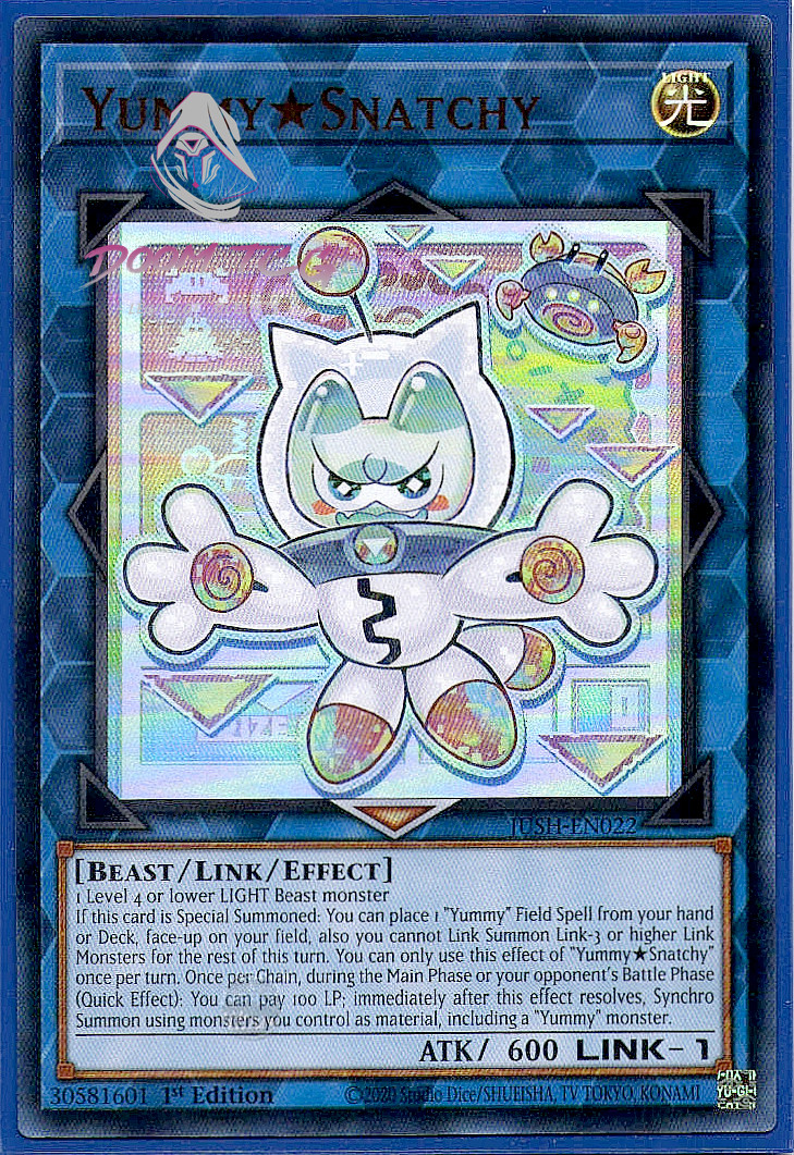 Yugioh! Yummy Snatchy JUSH-EN022 (UR) 1st Ed “Yummy Support”