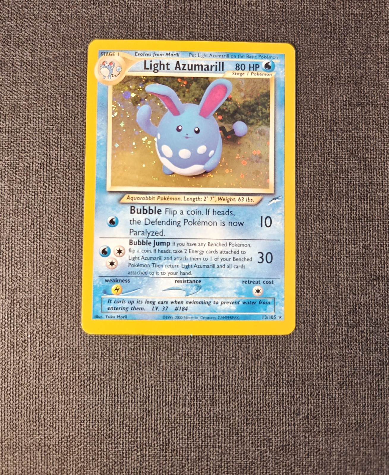 Pokémon Light Azumarill 13/105 Holo Rare Neo Destiny Vintage