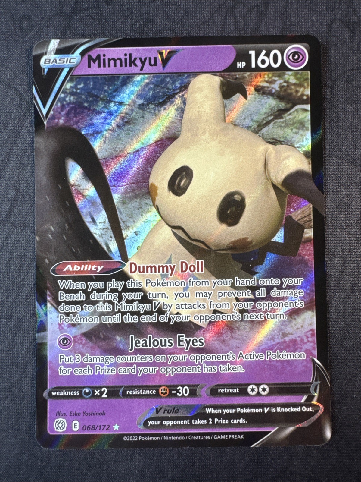 Mimikyu V 068/172 Swsh09: Brilliant Stars Holo Pokemon
