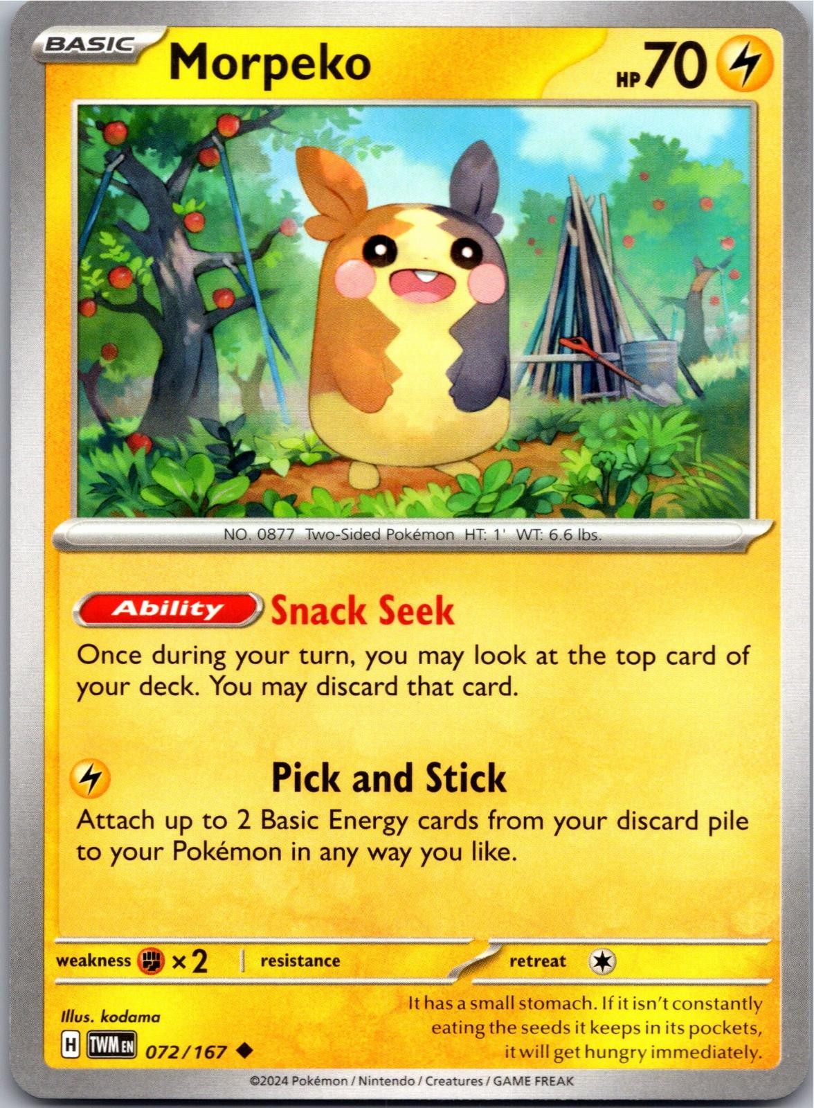 Morpeko 072/167 Uncommon Twilight Masquerade Pokemon Near Mint