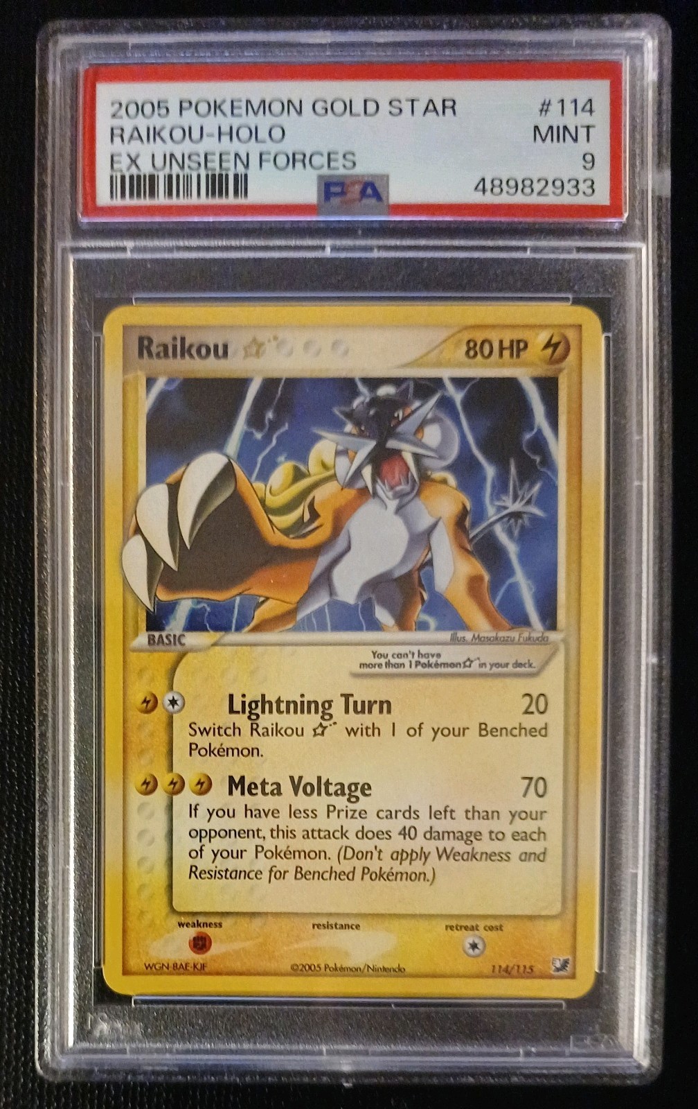 Raikou Gold Star ⭐ Holo 114/115 PSA 9 MINT 💎 EX Unseen Forces