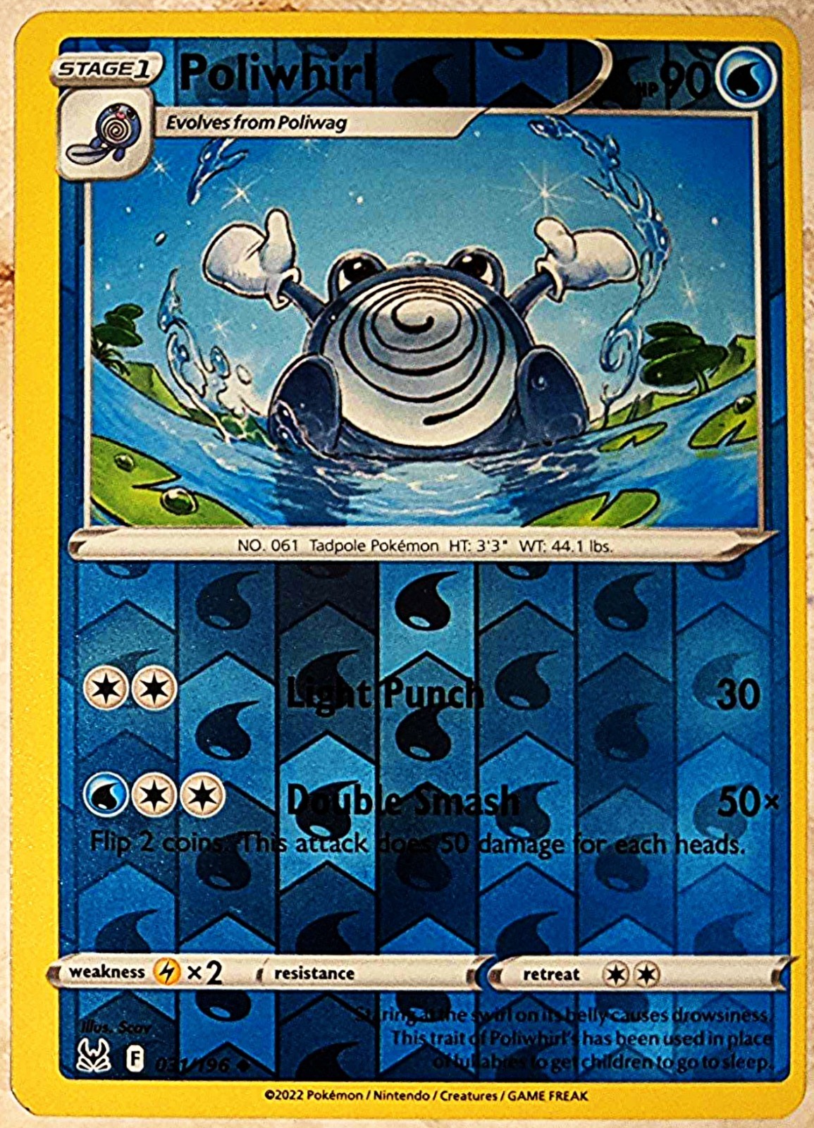 Lost Origin Reverse Holo Poliwhirl ◓ 031/196 ◓ Scav ◓ Pokémon Card Near Mint