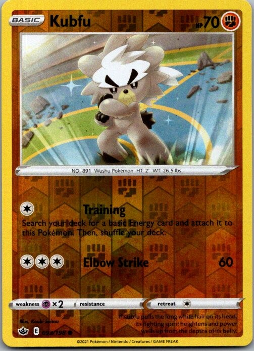 Kubfu Reverse Holo Common SWSH06: Chilling Reign 093/198 NM