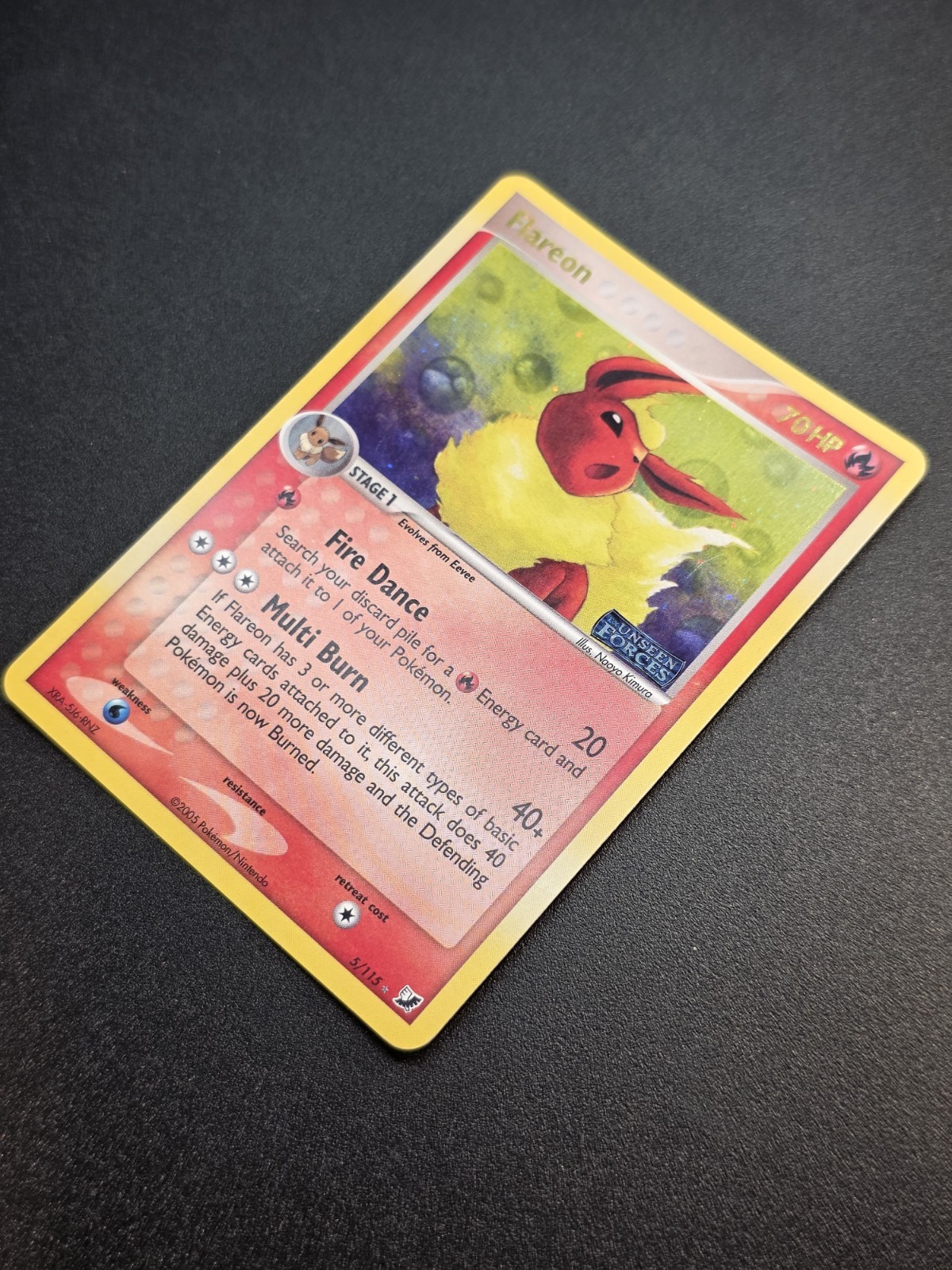 Flareon 5/115 | Unseen Forces | Reverse Holo Rare | LP