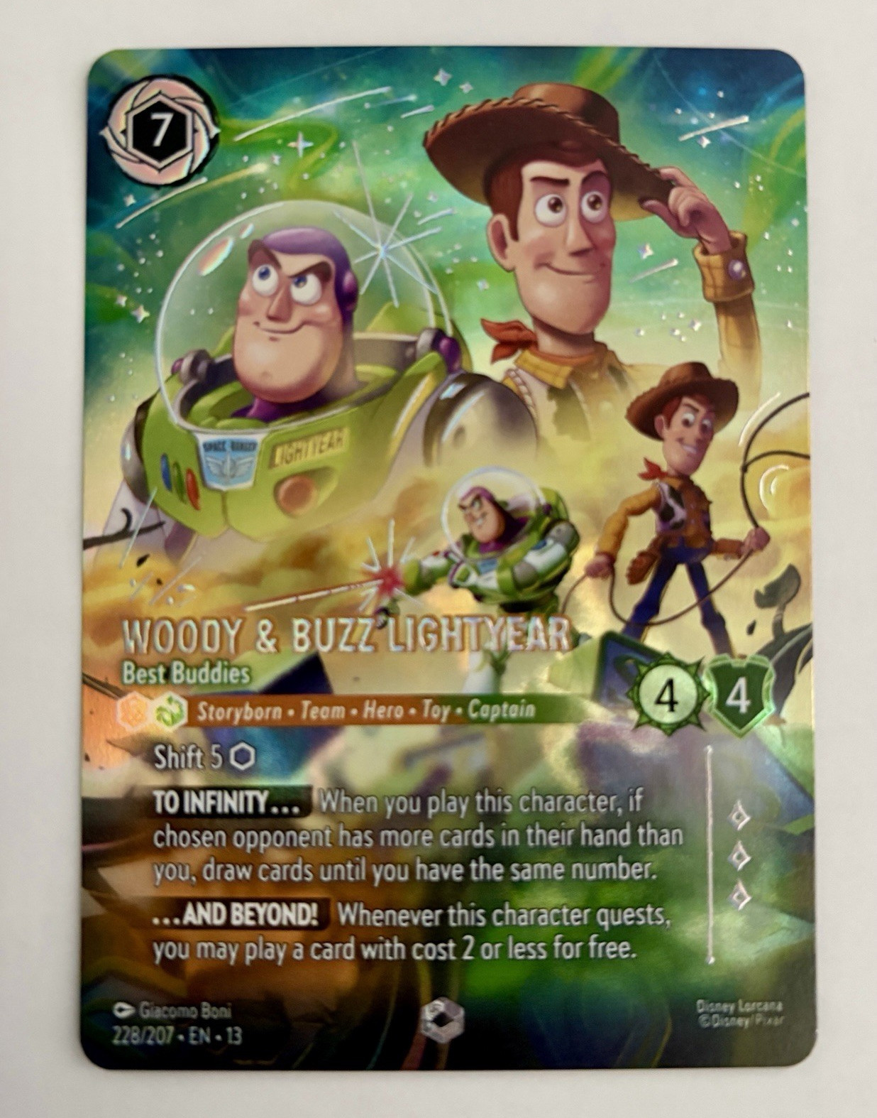 Disney Lorcana Woody & Buzz Lightyear Best Buddies 228/204 Enchanted Foil Rare