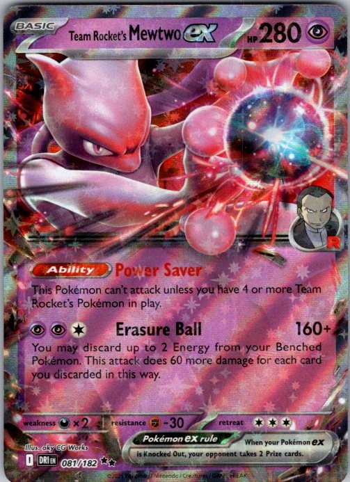 Pokemon DRI Team Rocket’s Mewtwo ex – 081/182 Tonji Matsuno NM Holo