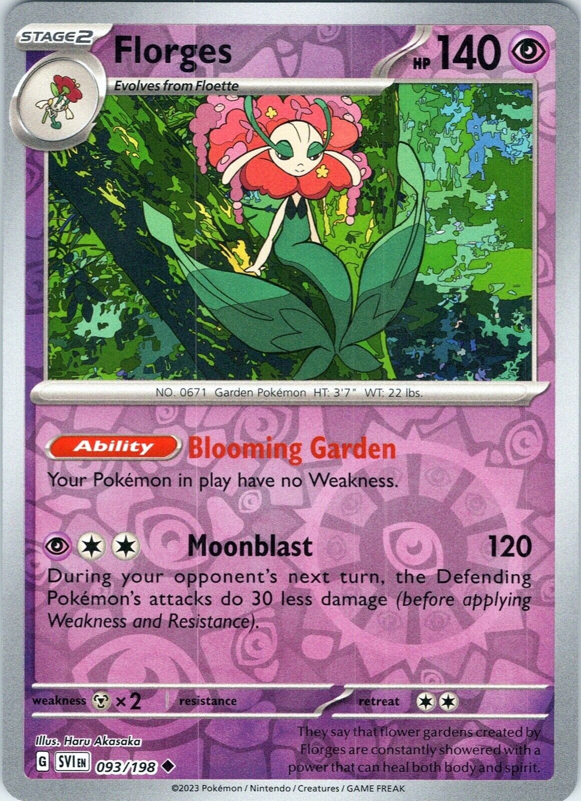 Pokémon – Florges 093/198 – Scarlet & Violet – Reverse Holo – NM/M