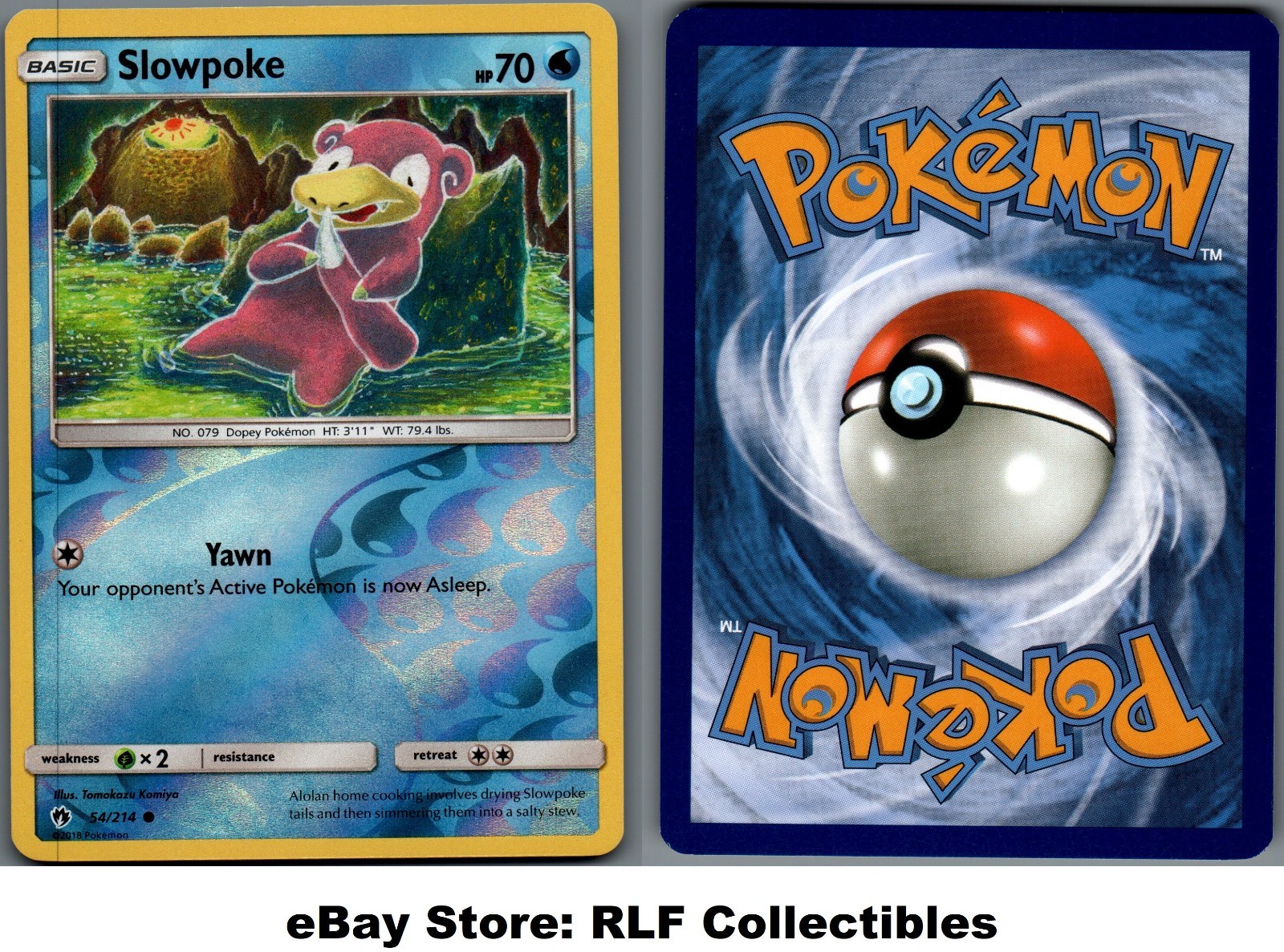 2018 Pokemon, S&M Lost Thunder, #54/214 Slowpoke, Reverse Holo Common