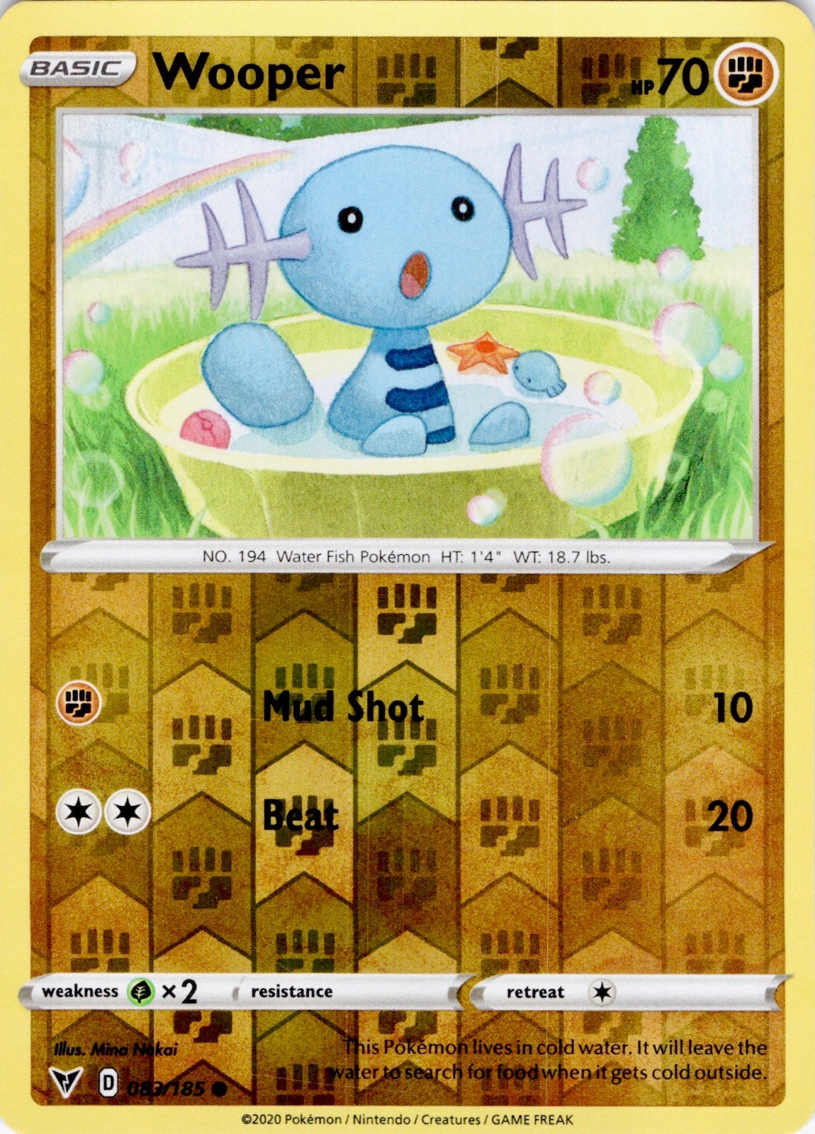 Wooper 083/185 Common Vivid Voltage Pokemon Reverse Holo Near Mint