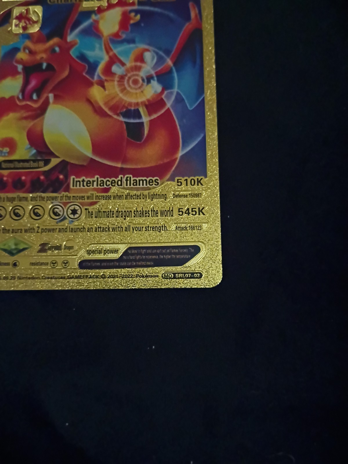 Charizard V HP522 Interlaced Flames Gold Foil Fan Art Card