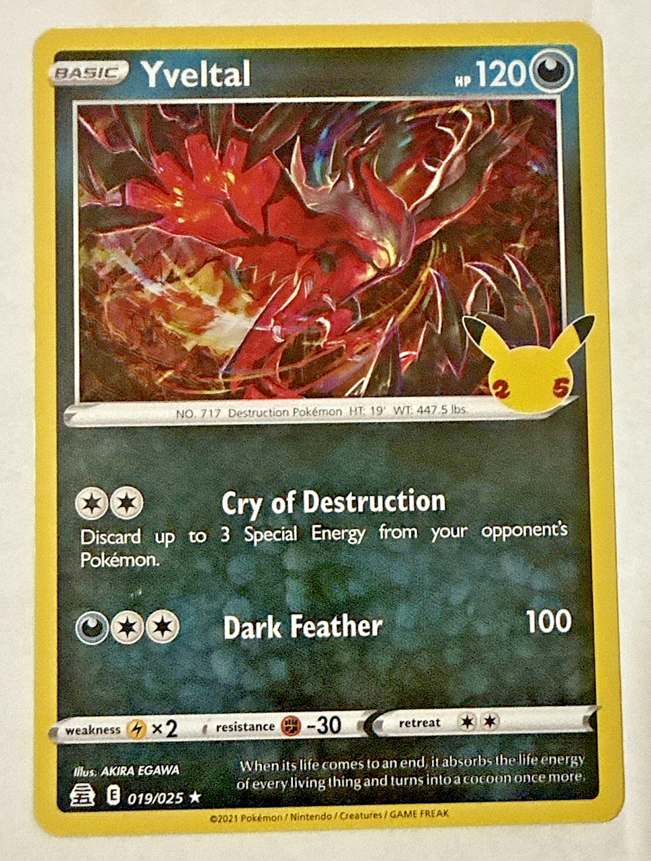 Celebrations – Holo Rare – Yveltal 019/025 Pokemon Card NM (US Seller)