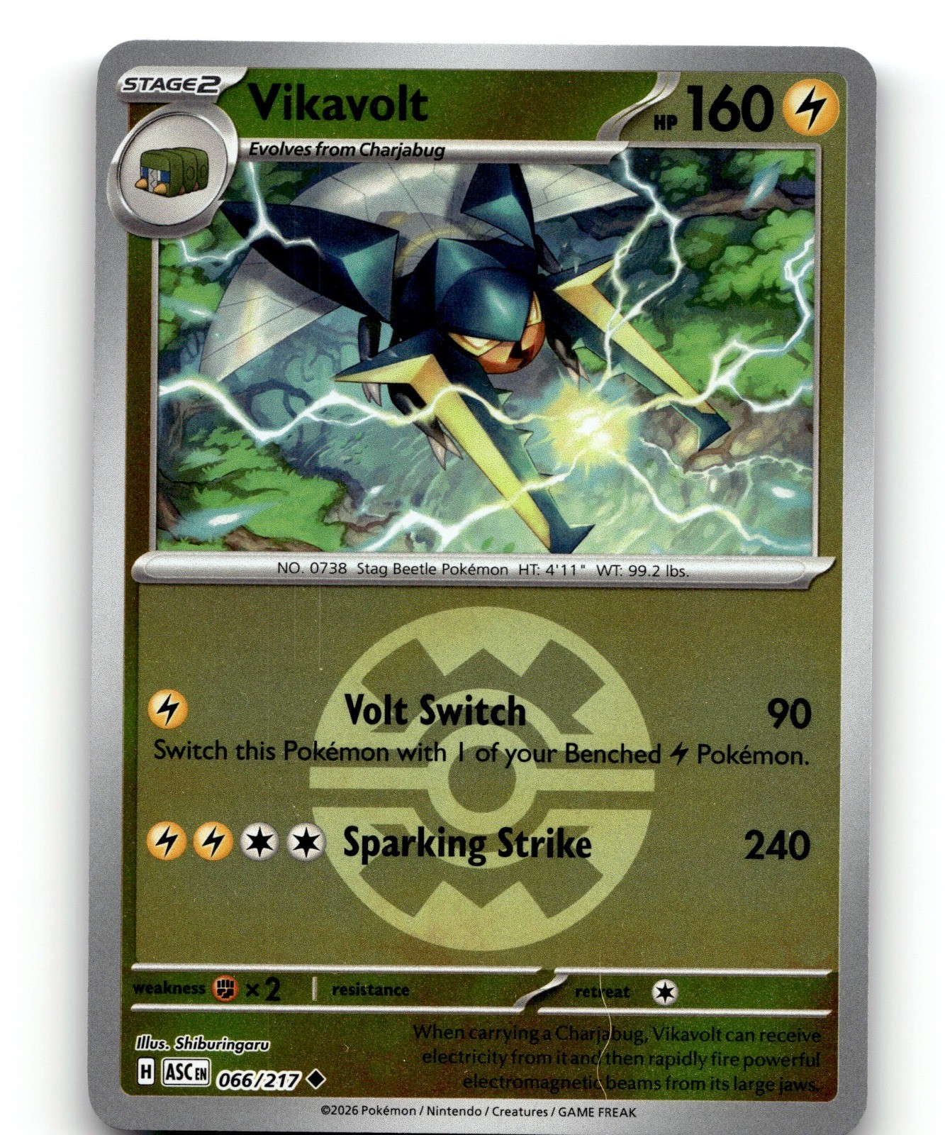 Vikavolt – Reverse Holo Uncommon ME: Ascended Heroes 066/217 NM Tonji Matsuno