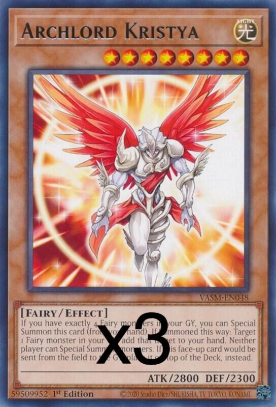3X Yugioh Archlord Kristya VASM-EN048 Rare 1st Edition NM