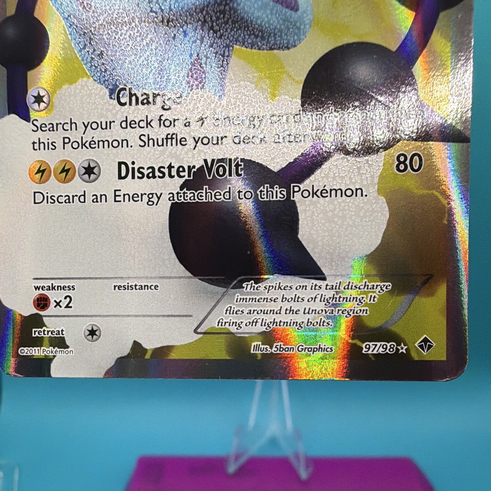 Pokémon Thundurus 97/98 Emerging Powers Ultra Rare Full Art Holo LP/MP