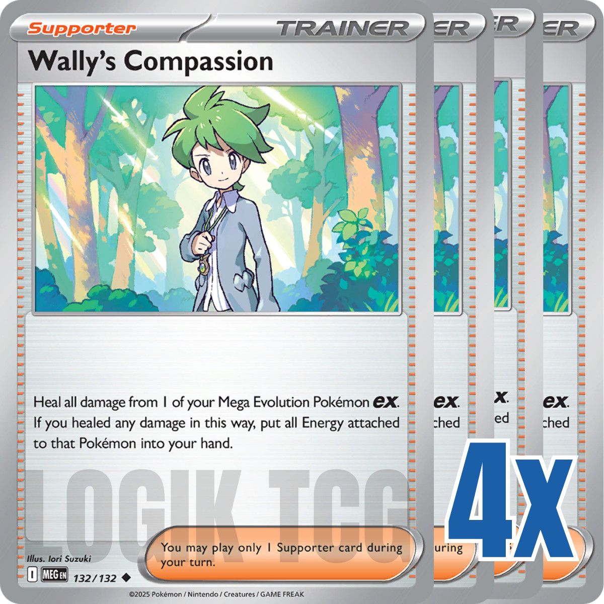 4x Wally’s Compassion 132/132 x4 – Mega Evolutions – Pokemon TCG – Playset