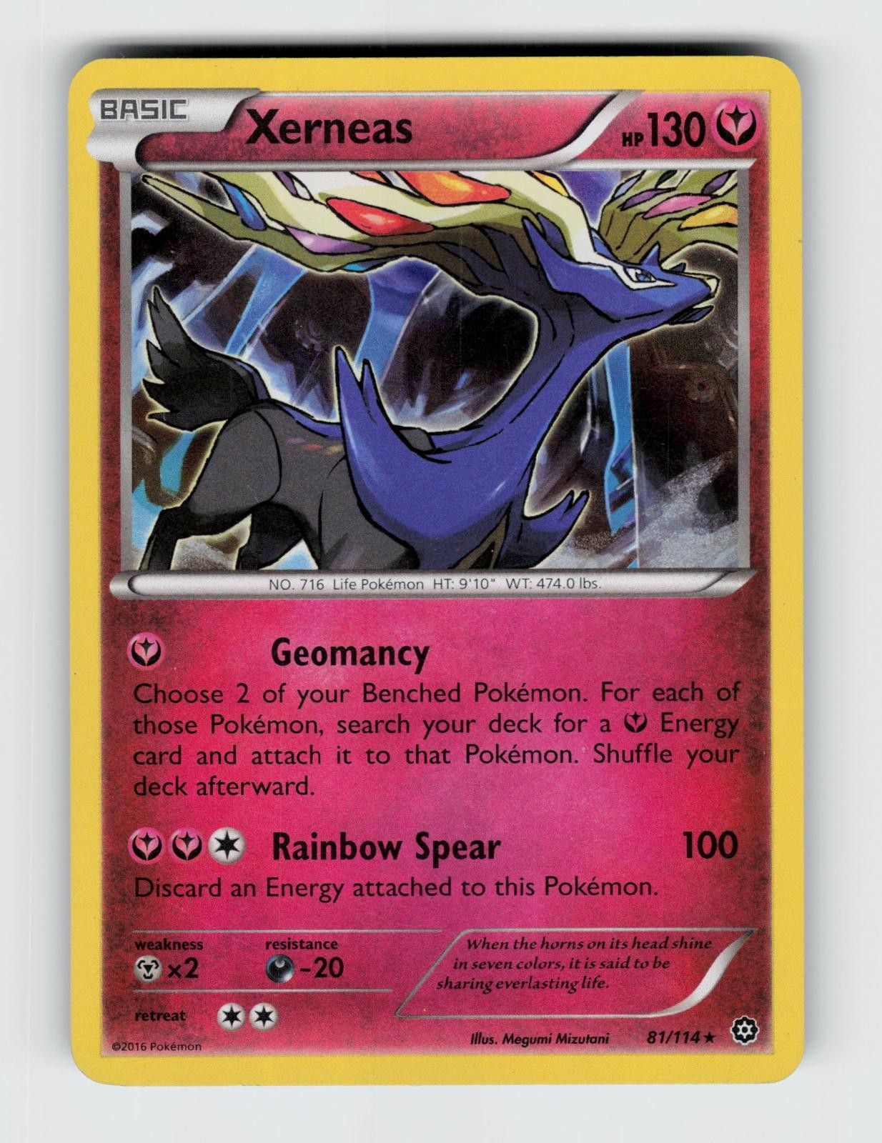 Xerneas 81/114 Holo Rare Steam Siege Pokemon 2016 Lightly Played