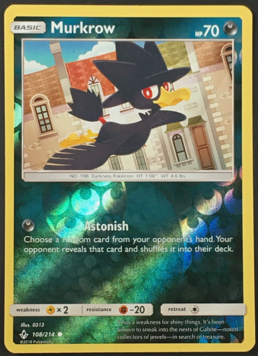 Pokémon – Murkrow – 108/214 – Reverse Holo – Unbroken Bonds – NM/M