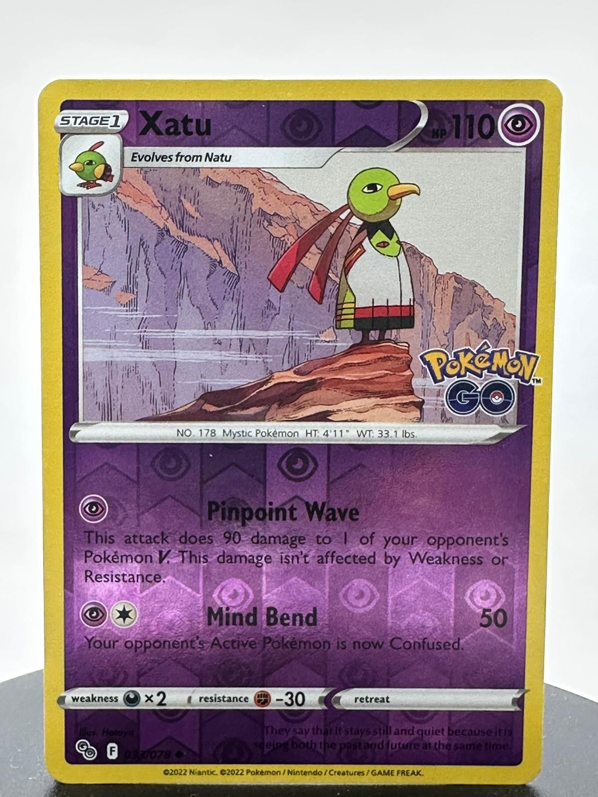 Xatu 033/078 Uncommon Pokemon GO Pokemon Reverse Holo NM/M