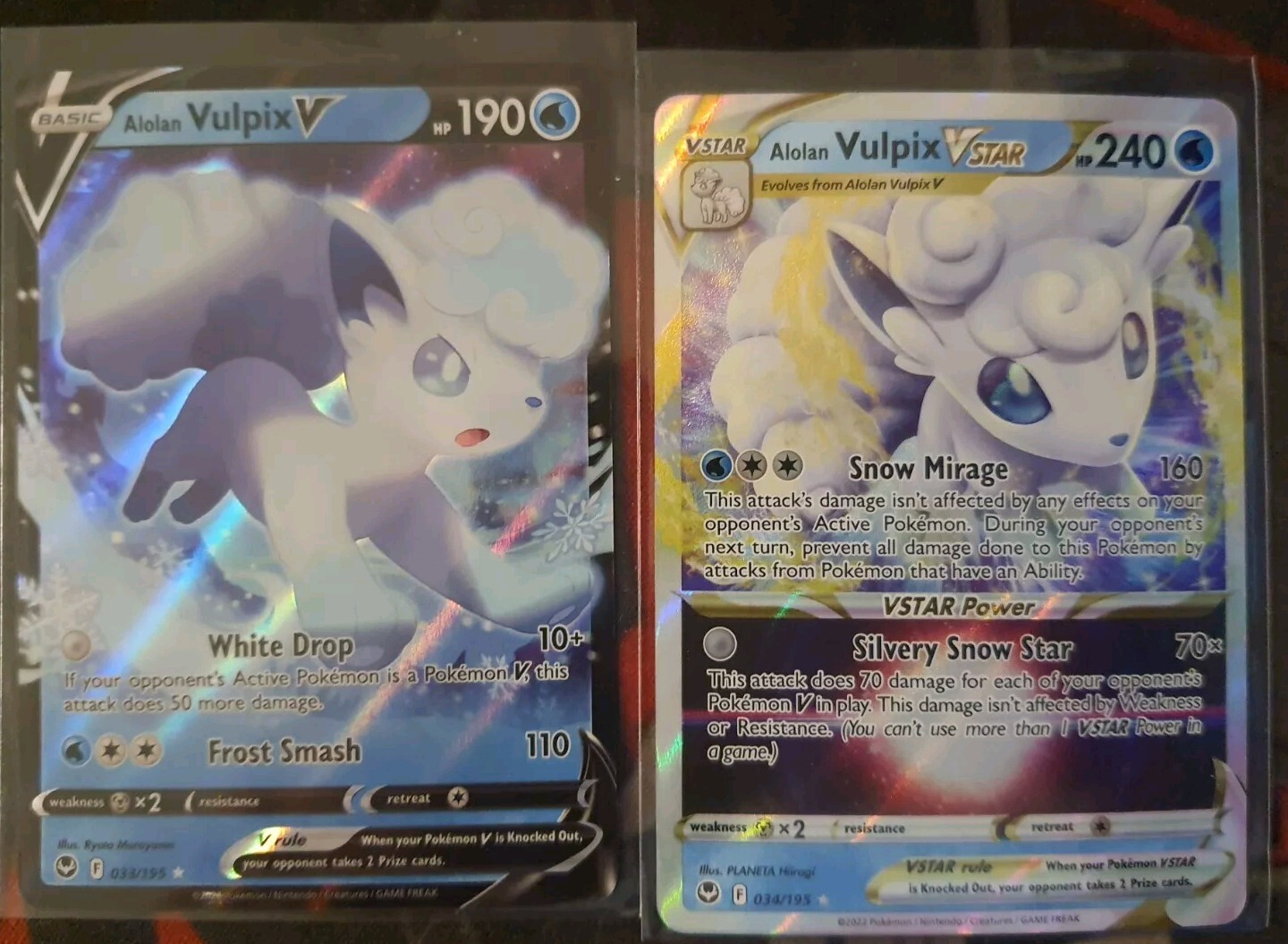 Alolan Vulpix V 033/195 & Vulpix VSTAR 034/195 Set Silver Tempest – Pokemon TCG