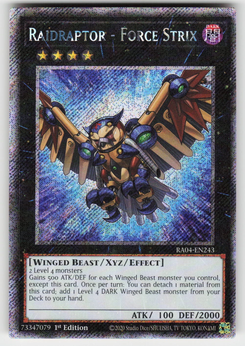 Raidraptor – Force Strix (Platinum Secret Rare) 1st Edition RA04 RA04-EN243 NM