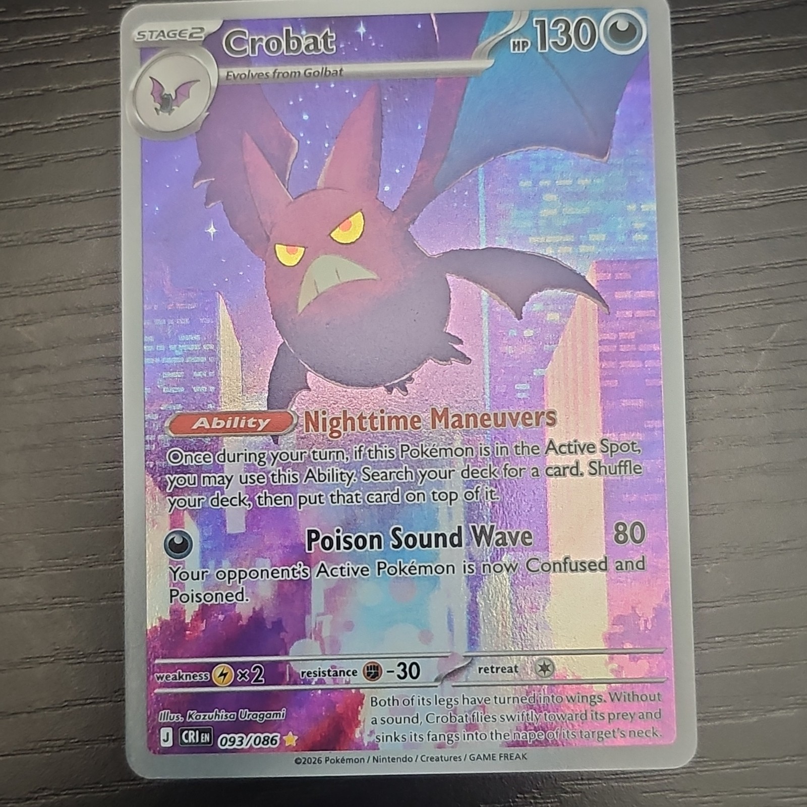 Pokemon TCG Crobat 093/198 Chilling Reign Holo Rare EN