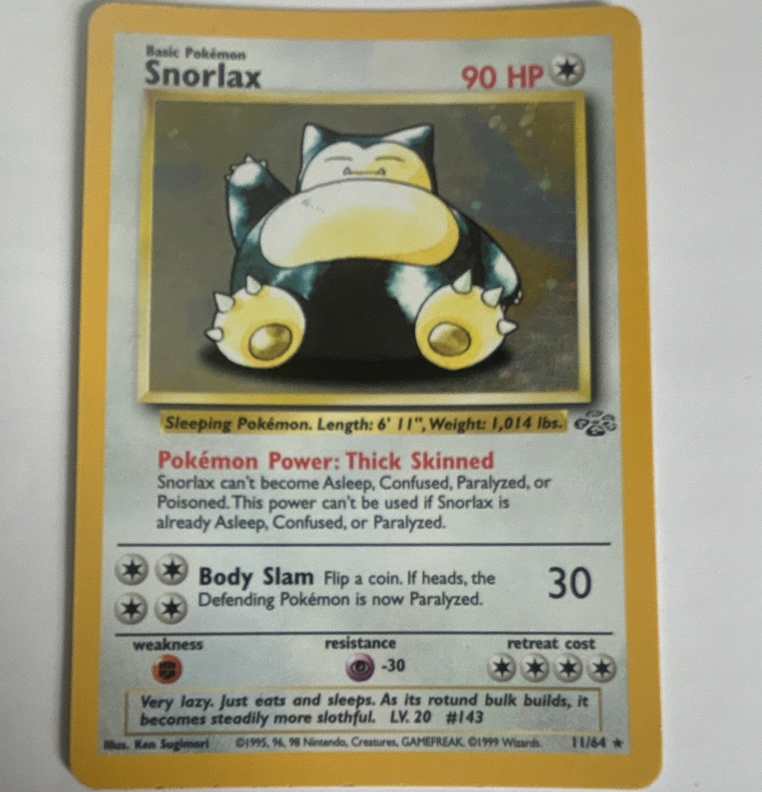 Wizards of the Coast Snorlax 11/64 Jungle Holo Rare Unlimited 1999 English 90HP
