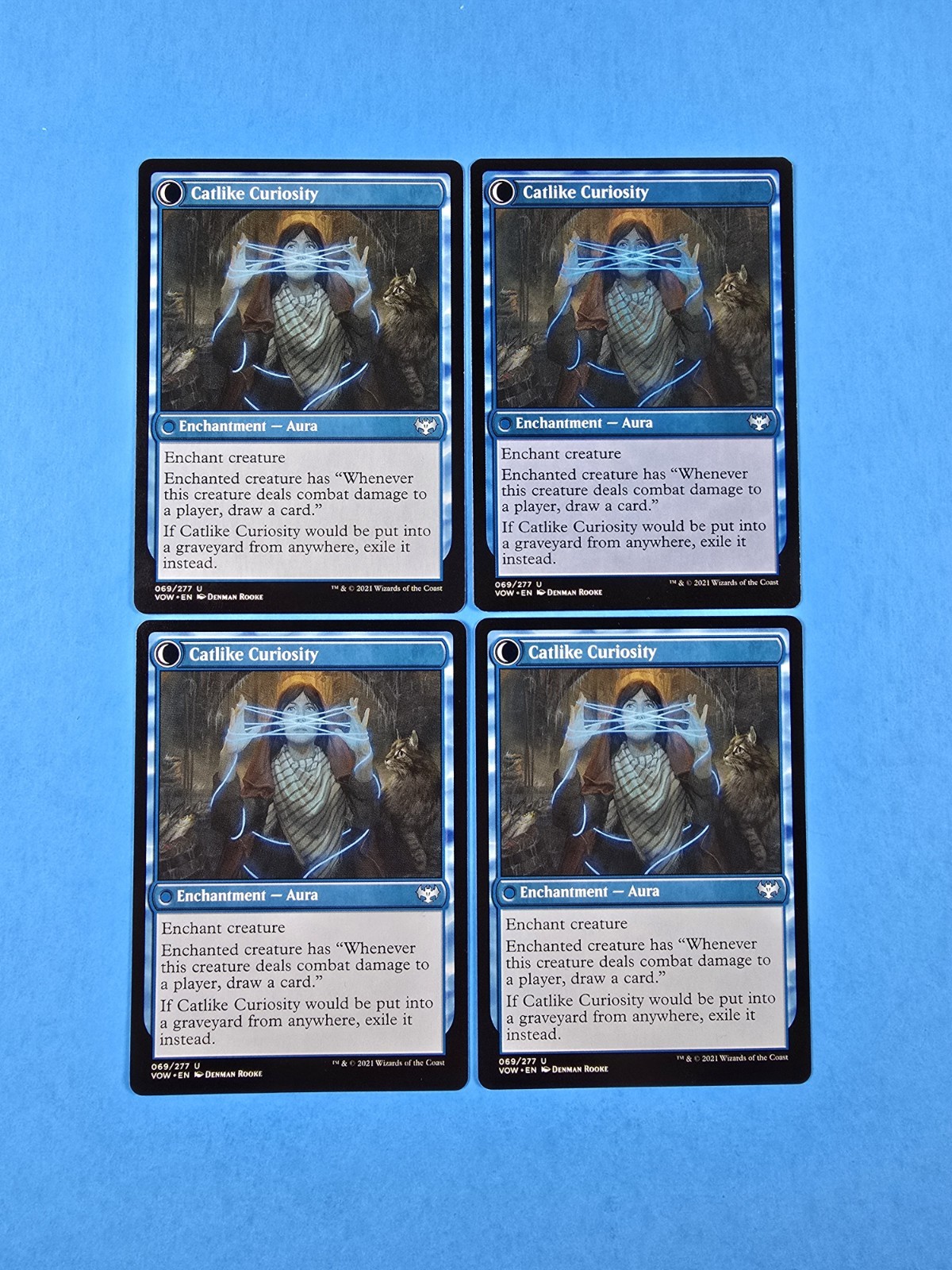 4x Mischievous Catgeist Catlike Curiosity Crimson Vow Mtg Creature Cat Spirit 69
