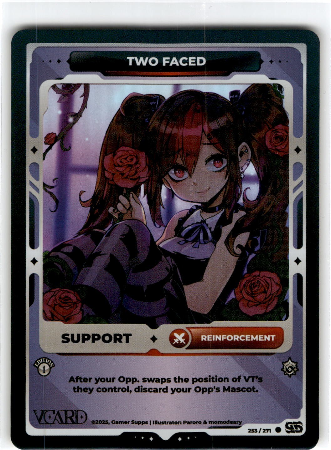 VCard Divine Chaos First Edition Holo Foil Support Two Faced