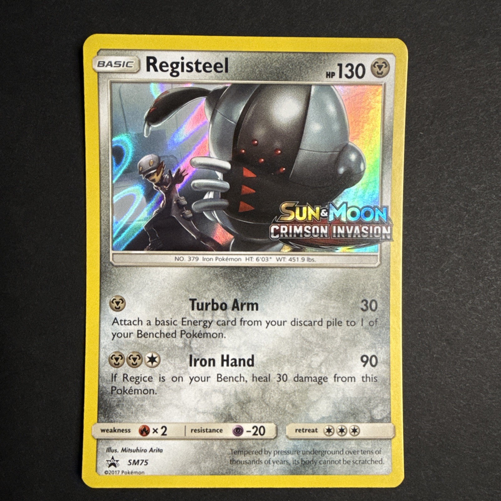 Registeel SM75 Pokemon TCG Sun & Moon Crimson Invasion Prerelease Holo Promo NM