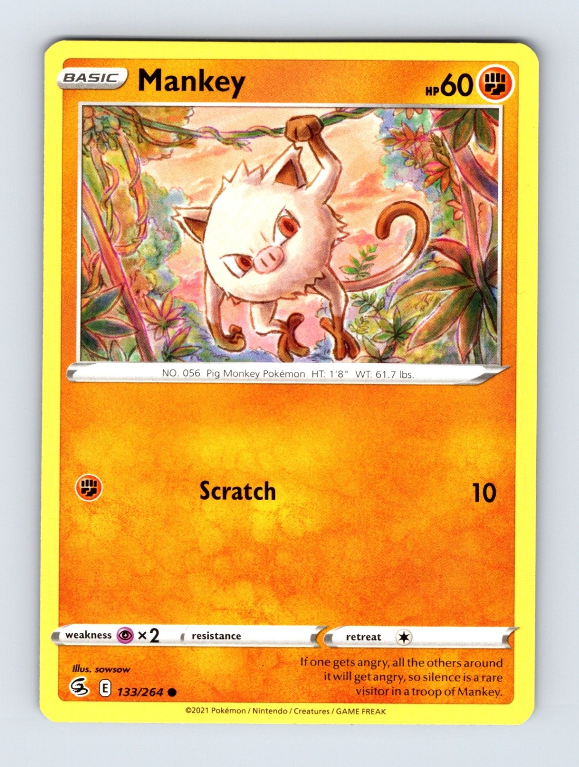Mankey – Fusion Strike 133/264 – Common – NM – Pokémon