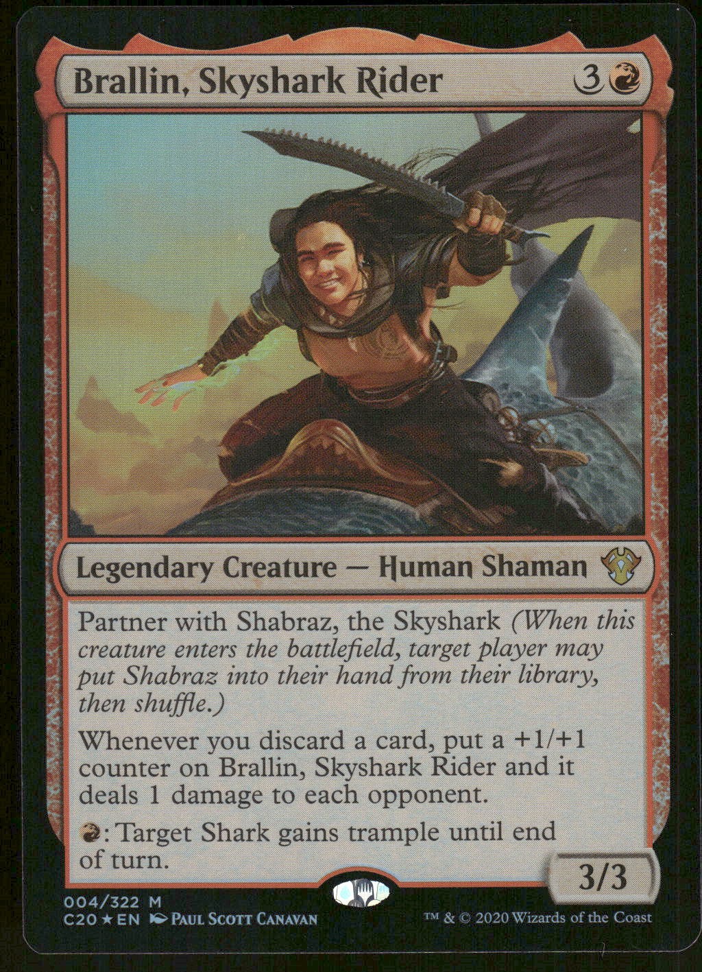 1x Foil Brallin, Skyshark Rider – Commander 2020 NM – MTG