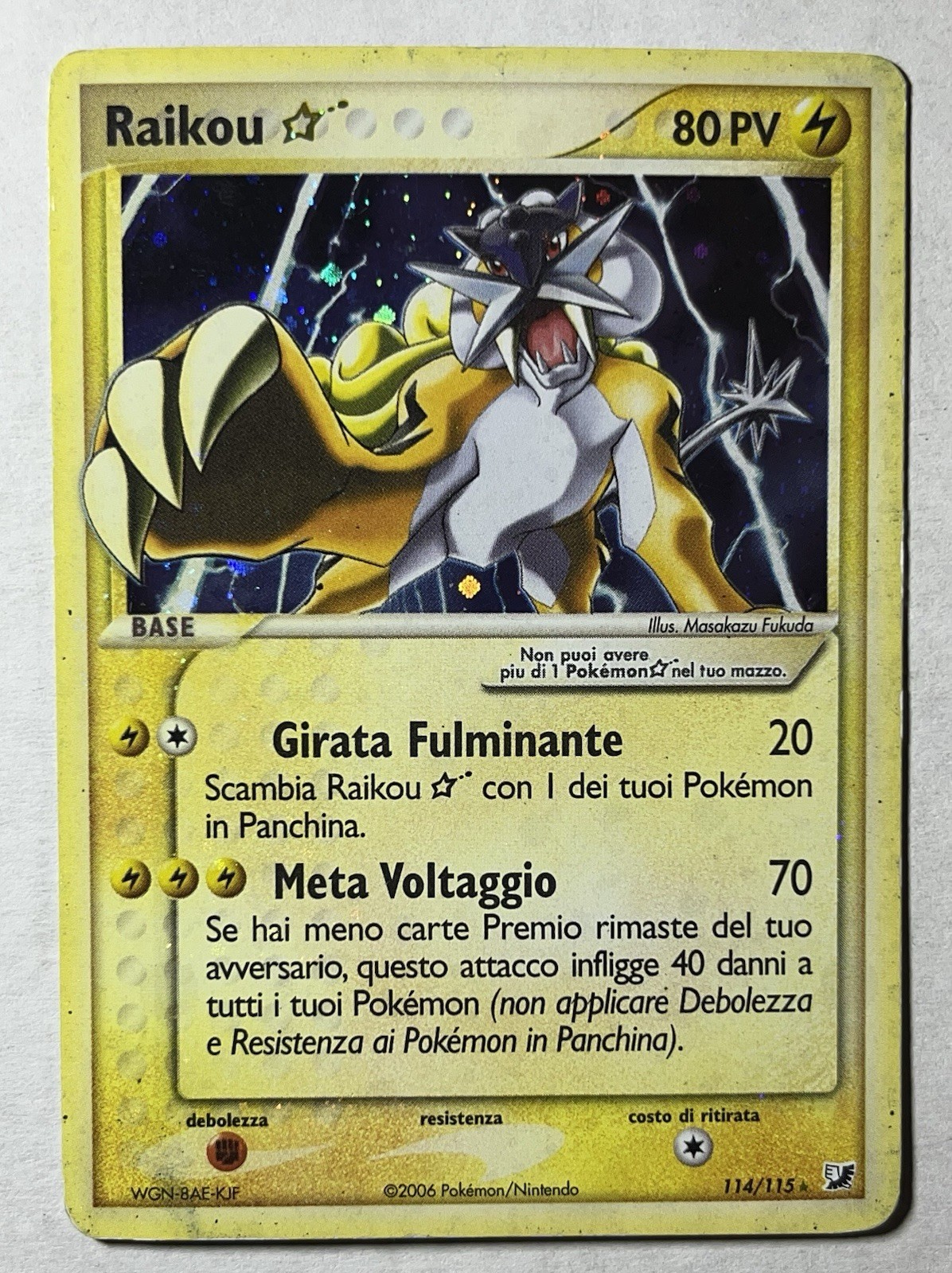 2006 Pokémon Raikou Gold Star Unseen Forces 114/115 (Italian)