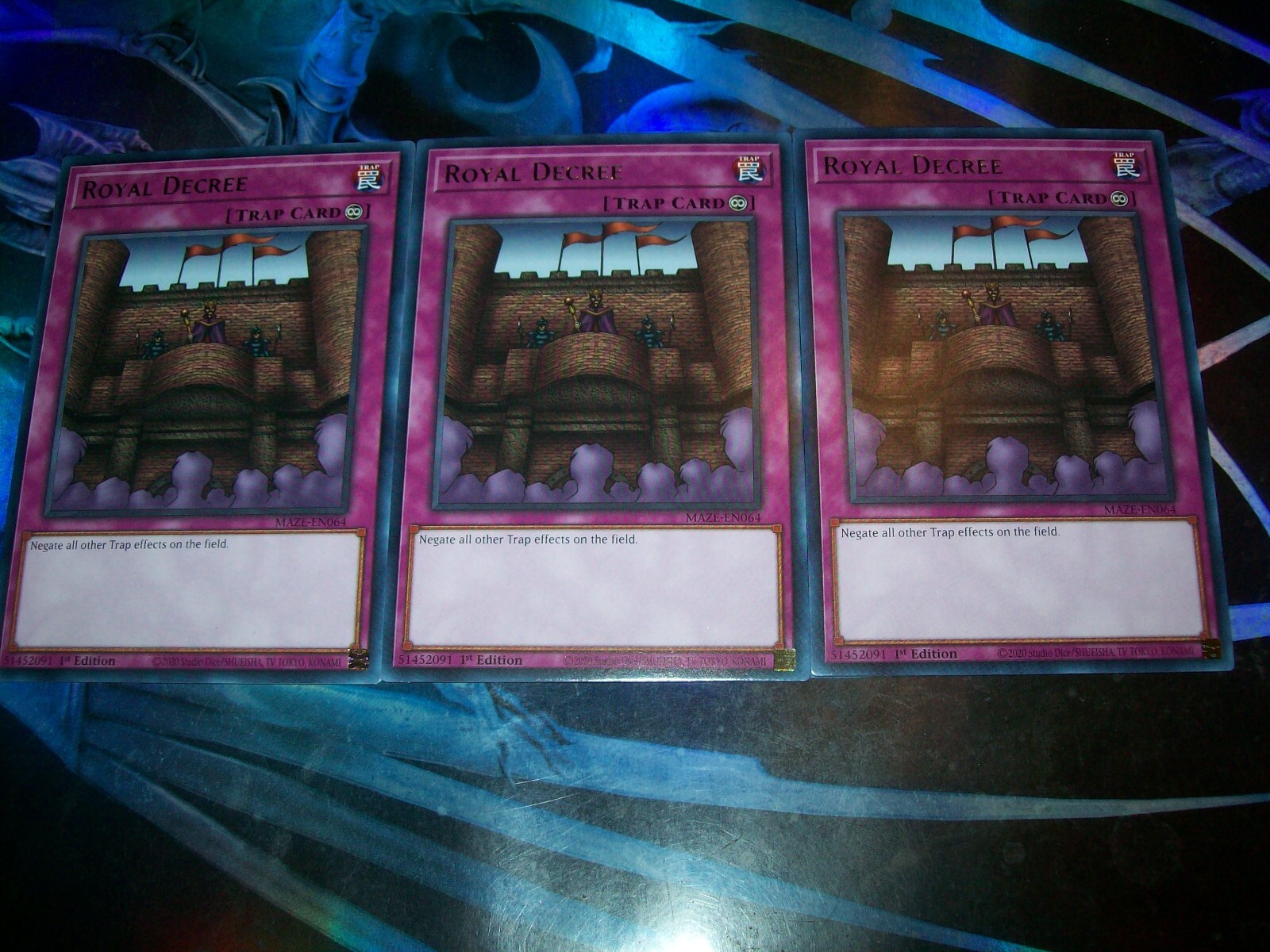 3x Royal Decree 1st Edition Rare MAZE-EN064 Yu-Gi-Oh!