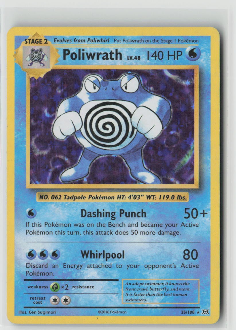 Poliwrath 25/108 Holo Rare Evolutions Pokemon Heavily Played