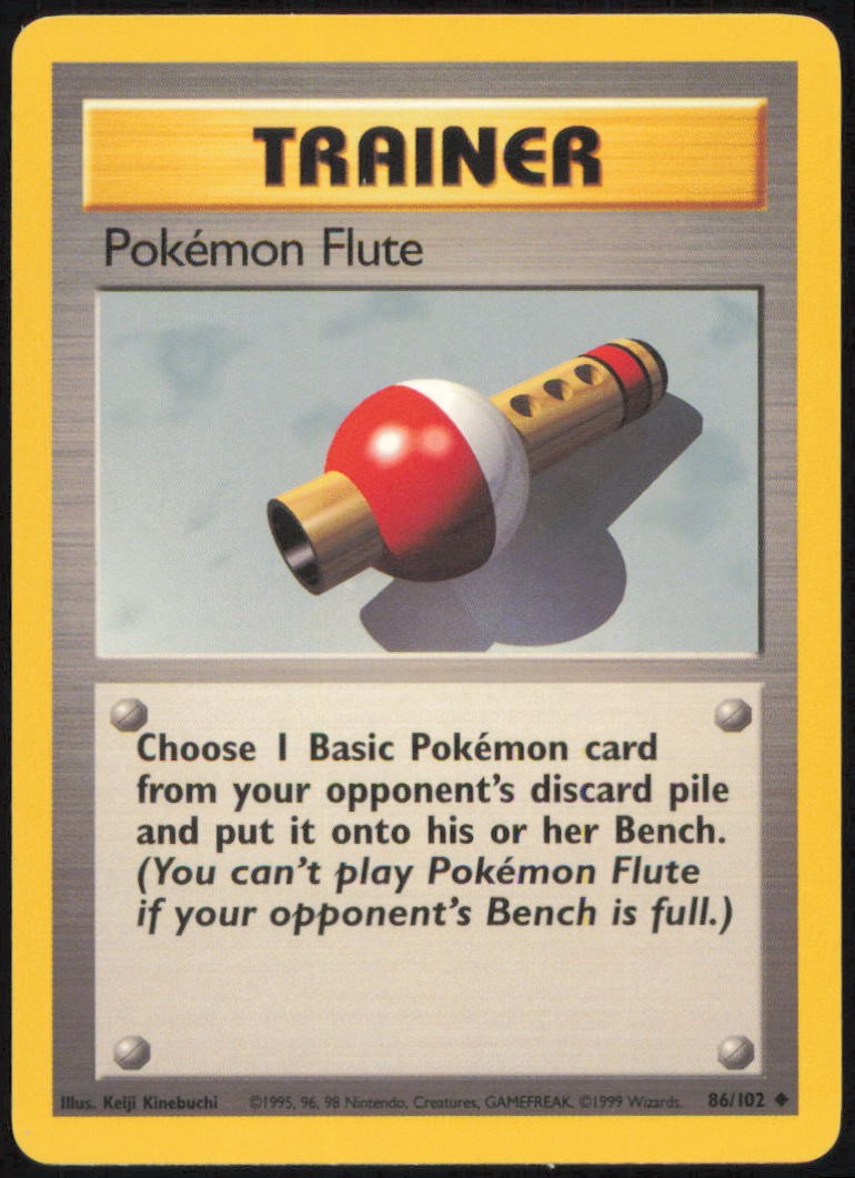 POKEMON FLUTE 86/102 UNCOMMON BASE SET UNLIMITED POKEMON NEAR MINT